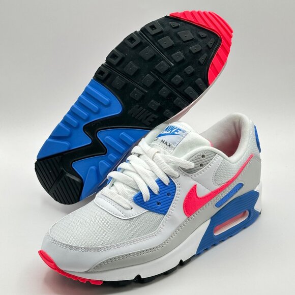 Nike Air Max 90 III Womens Gym Shoes White Red Blue Coral DA8856-100 NEW Size 10 - Picture 6 of 12